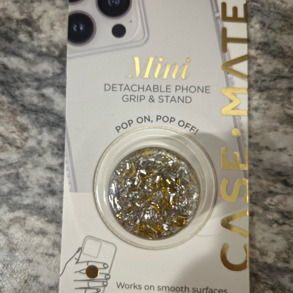 Case-Mate Mini Phone Grip & Stand - Silver and Gold